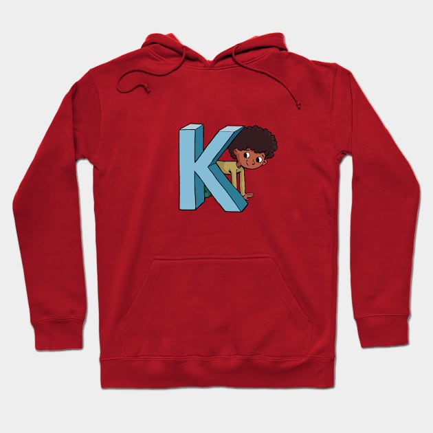 boy is hiding behind the capital letter K Hoodie by duxpavlic